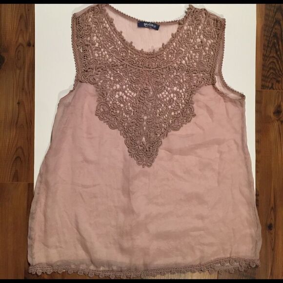 Giulia M STUNNING silk & lace sheer sleeveless top - Picture 1 of 5